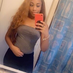 Fashion Nova - Black & White Striped Tube Bodysuit, Small